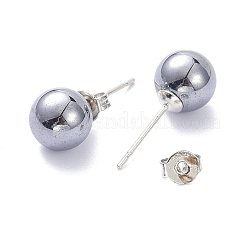 テラヘルツストーンスタッドピアス  真鍮ピンと  ラウンド  8x8mm  ピン：0.6mm&nbsp;G-K311-42