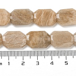 天然石ピーチ色ムーンストーンビーズ連売り  六角  多面カット  12x17x5mm  穴：1mm  約24個/連  15.55''（39.5センチメートル）&nbsp;G-P544-B04-01