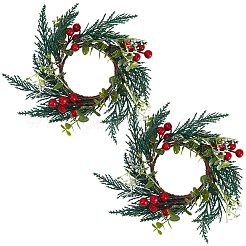 PPプラスチックとフォームとワイヤーのクリスマスリース  グリーン  250x54mm  内径：87mm&nbsp;AJEW-WH20060-21
