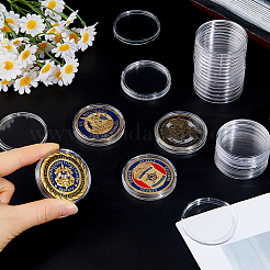 プラスチック製記念コイン保護箱  ラウンド  透明  44.5x4mm  内径：40mm&nbsp;OFST-WH0004-141
