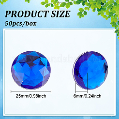 粘着式アクリルラインストーンステッカー50枚。  DIYの装飾や工芸品  多面カット  半円  ブルー  25x6mm&nbsp;FIND-FG0001-93A