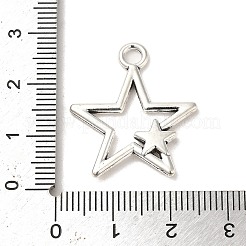 合金のチベット風チャーム  カドミウムフリー＆鉛フリー  スター  アンティークシルバー  26x22.5x2.5mm  穴：3mm  約599個/1000g&nbsp;PALLOY-M217-28AS