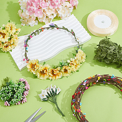 ポリエステル、プラスチック、鉄の造花  オーガンジーリボン付き  ミックスカラー  97~105x15~20x7~15mm  約144個/袋&nbsp;AJEW-BM0001-28