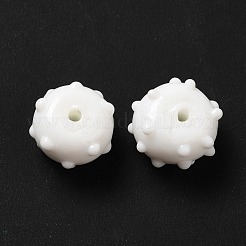 手作りのでこぼこランプワークビーズ  ラウンド  ホワイト  12x13x8mm  穴：1.6mm&nbsp;LAMP-E023-06H