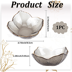 花のガラススナックボウル  家庭用キッチン食器  ダークカーキ  95x95x35.5mm&nbsp;AJEW-WH20018-42A