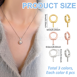 スターリングシルバーのスクリューアイペグベイル18個925組  リング  ミックスカラー  9x6x1mm  穴：4mm  ピン：0.6mm&nbsp;STER-ME0001-05