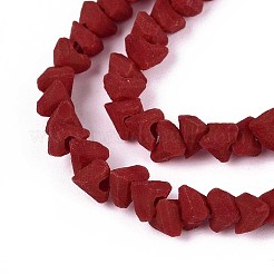 曇った不透明なガラスビーズの連売り  三角形  多面カット  ファイヤーブリック  3~3.5x4~4.5x4~4.5mm  穴：0.8mm  約121~131個/連  14.37~15.35インチ（36.5~39cm）&nbsp;GLAA-N017-4mm-15