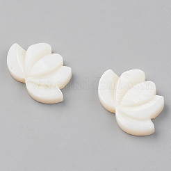 天然淡水シェルビーズ  片穴  ハスの花  貝殻色  11~12x17.5x3mm  穴：1mm&nbsp;SHEL-S276-103
