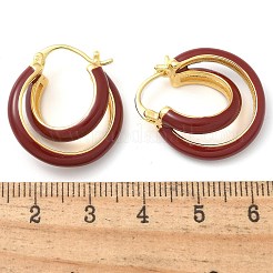 女性用真鍮エナメルフープピアス  ゴールドカラー  リング  25x22x10mm&nbsp;EJEW-B115-01G-03
