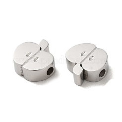 変色しない304ステンレススチールビーズ  りんご  ステンレス鋼色  8x8x2.9mm  穴：1.2mm&nbsp;STAS-K263-29P