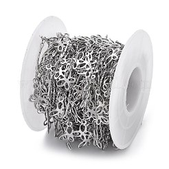 304ステンレススチールリンクチェーン  スプールで  ハンダ付け  蝶  ステンレス鋼色  12x8.5x0.5mm  5 m /ロール&nbsp;CHS-U002-05P-08
