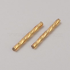 電気メッキガラスツイストビーズ  チューブビーズ  コラム  黄金メッキ  30x3mm  穴：1.2mm  約1551個/袋&nbsp;EGLA-WH0001-14C-G