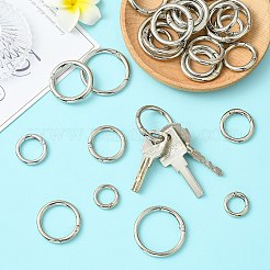 28個7スタイル亜鉛合金スプリングゲートリング  リング  プラチナ  20~39x3.5~5mm  内径：13~31mm  4個/スタイル&nbsp;FIND-CJ0003-98