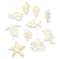 未完成の木製海洋生物の切り抜き  バリーウッド  6.2~11x4.5~10.7x0.2cm  3個/スタイル  10スタイル  30個/セット&nbsp;WOOD-CJC0010-02