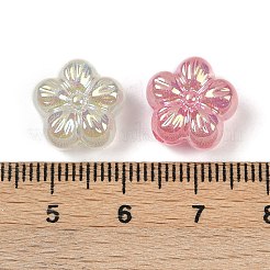 UVメッキ透明アクリルビーズ  虹色の  花  金粉付き  ミックスカラー  12.5x13x8mm  穴：2mm&nbsp;MACR-L007-19