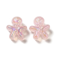 UVメッキレインボー虹色アクリルビーズ  クリスマスジンジャーブレッドマン  ミスティローズ  20x18x10.5mm  穴：3.5mm&nbsp;PACR-M002-11D