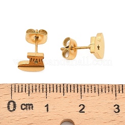 304ステンレススチールスタッドピアス  ゴールドカラー  ストッキング  7x8mm&nbsp;EJEW-I321-01G-03