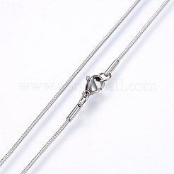 変色しない304ステンレススチールのスネークチェーンネックレス  カニカン付き  ステンレス鋼色  19.7インチ（50cm）  1.2mm&nbsp;NJEW-F226-01P-02