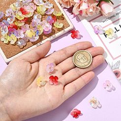 80色グラデーションカラーガラスペンダント8個  ゴールデン真鍮パーツ  花  ミックスカラー  12mm  穴：2.2mm  80個/セット&nbsp;PALLOY-CJ00067