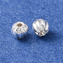 真鍮ビーズ  コルゲートラウンド  カドミウムフリー＆鉛フリー  ラックめっき  長持ちメッキ  925銀メッキ  3x3mm  穴：0.9mm&nbsp;KK-C157-33S
