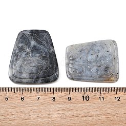 天然瑪瑙（染色・加熱処理済み）彫刻ペンダント  花のチャームが付いた台形  プルシアンブルー  34~37x30~32x5~6mm  穴：1.2mm&nbsp;GG-CBA3D9B-04
