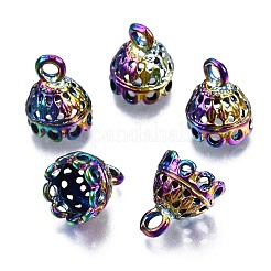 合金のペンダントベイル  タッセルキャップベール  カドミウムフリー＆ニッケルフリー＆鉛フリー  虹色  12.5x10.5mm  穴：2.5mm&nbsp;PALLOY-N163-018-NR