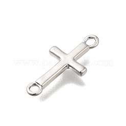 真鍮製コネクタチャーム  クロス  鉛フリー＆カドミウムフリー  プラチナ  17.5x8x1.5mm  穴：1.6mm&nbsp;KK-V002-02P