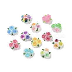 蓄光樹脂デコデンカボション  暗闇で光る  三色の花  ミックスカラー  9x9x3.5mm&nbsp;RESI-K036-20