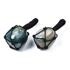 天然石インディアン瑪瑙ペンダント  台湾ナイロン糸織り  ナゲット  40~60x20~27x12~24mm  穴：10~16mm&nbsp;G-N0326-93G