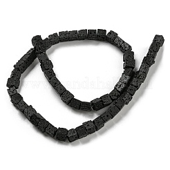 天然溶岩岩ビーズ連売り  キューブ  6~6.5x6~6.5x6~6.5mm  穴：1mm  約52個/連  14.96~15.16インチ（38~38.5cm）&nbsp;G-C084-E08-01