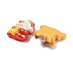 クリスマス電気メッキ不透明樹脂ペンダント  混合図形  プラチナ鉄ループ付き  ミックスカラー  21.5~28x15.5~23x7~9.5mm  穴：2mm&nbsp;RESI-H040-05P