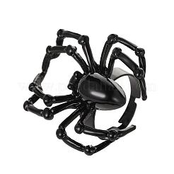 ハロウィンテーマの合金製調節可能な指輪  クモ  ブラック  内径：15~20mm&nbsp;FS-WG8695A-01