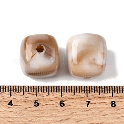 不透明なアクリルビーズ  天然石風  キューブ  ツートン  バリーウッド  17x15.5x15.5mm  穴：3mm&nbsp;X-OACR-D320-01K