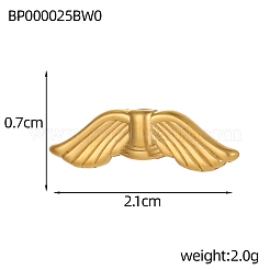 翼304ステンレス鋼ビーズ  イオンプレーティング（ip）  18KGP本金メッキ  7x21mm&nbsp;STAS-OY004-65G