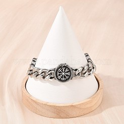 ステンレススチール製バイキングコンパスリンクブレスレット  304ステンレススチールリンク  201ステンレスチェーン  アンティークシルバー＆ステンレス鋼の色  8-3/8インチ（21.3cm）&nbsp;BJEW-D379-15ASP