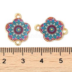 プリント合金エナメルコネクタチャーム  花のリンク  ライトゴールド  ディープスカイブルー  14x18x1.5mm  穴：1.5mm&nbsp;ENAM-N056-200H