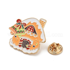 クリスマスエナメルピン  バックパック服用塗装合金バッジ  ゴールドカラー  ハウス  30x30mm&nbsp;JEWB-K028-01D-G