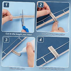 10mのリネンストライプリボン  衣類用アクセサリー  濃いグレー  1/4インチ（6mm）&nbsp;OCOR-BC0006-65