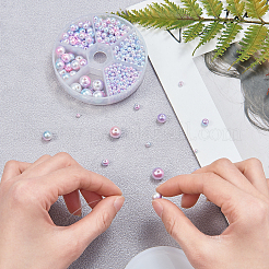 レインボーABSプラスチックイミテーションパールビーズ  グラデーションマーメイドパールビーズ  ラウンド  空色  3x2.5mm  穴：1mm&nbsp;OACR-CJ0001-01