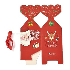 クリスマステーマ紙折りギフトボックス  リボン付き  プレゼント用キャンディークッキーラッピング  レッド  サンタクロース  8.8x8.8x18cm&nbsp;CON-G012-03B