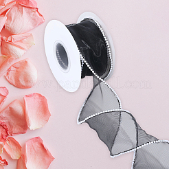 チロリアンテープ  プラスチック製の模造パールビーズ付き  ブラック  2-3/8インチ（60mm）  約5.00ヤード（4.57m）/ロール&nbsp;SRIB-WH20020-065A