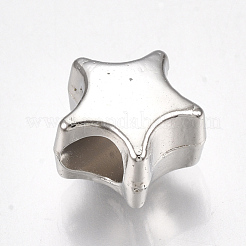 CCBプラスチックヨーロピアンビーズ  大穴ビーズ  スター  プラチナ  10x10.5x7mm  穴：4mm&nbsp;CCB-S161-03P