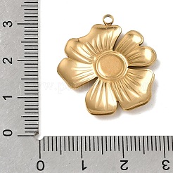 304ステンレススチールラインストーンペンダント  花のチャーム  ゴールドカラー  28x24.5x3.5mm  穴：2mm&nbsp;SA-CBAFCBF-05G
