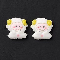 オペーク樹脂カボション  DIYアクセサリー  羊の混合形状  ホワイト  20~24x18~24x6~7mm&nbsp;X-RESI-G031-09