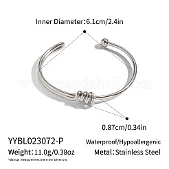 女性用 304 ステンレススチール オープンカフバングル  ステンレス鋼色  内径：2.40インチ（6.1cm）&nbsp;RM8954-2
