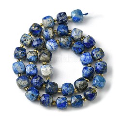 天然石ラピスラズリビーズ連売り  シードビーズで  多面カットキューブ  8~9x8~9x8~9mm  穴：0.9~1mm  約35~39個/連  14.80''~15.16''（37.6~38.5センチメートル）&nbsp;G-Q010-A03-01