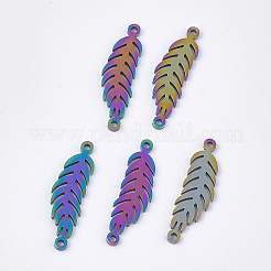 イオンプレーティング（IP）201ステンレススチールリンク  羽  虹色  22x6.5x1mm  穴：1mm&nbsp;STAS-S105-JN234