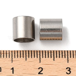 変色しない304ステンレススチールの靴ひも用アグレット  靴紐の先端の頭  コラム  ステンレス鋼色  8x8mm  穴：7mm&nbsp;STAS-Z045-08G-P