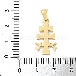 304ステンレスペンダント  カラバカ十字架  ゴールドカラー  23.5x13x2mm  穴：6x3mm&nbsp;STAS-H231-02B-G