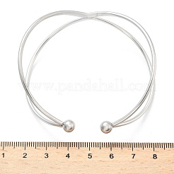 304ステンレススチール製カフバングル  女性のためのトルクバングル  ステンレス鋼色  内径：2-3/8インチ（6.05cm）&nbsp;BJEW-L682-033P